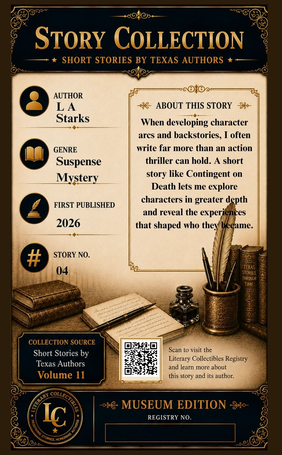Back of the Contingent on Death — Grand Prize Winner story collectible