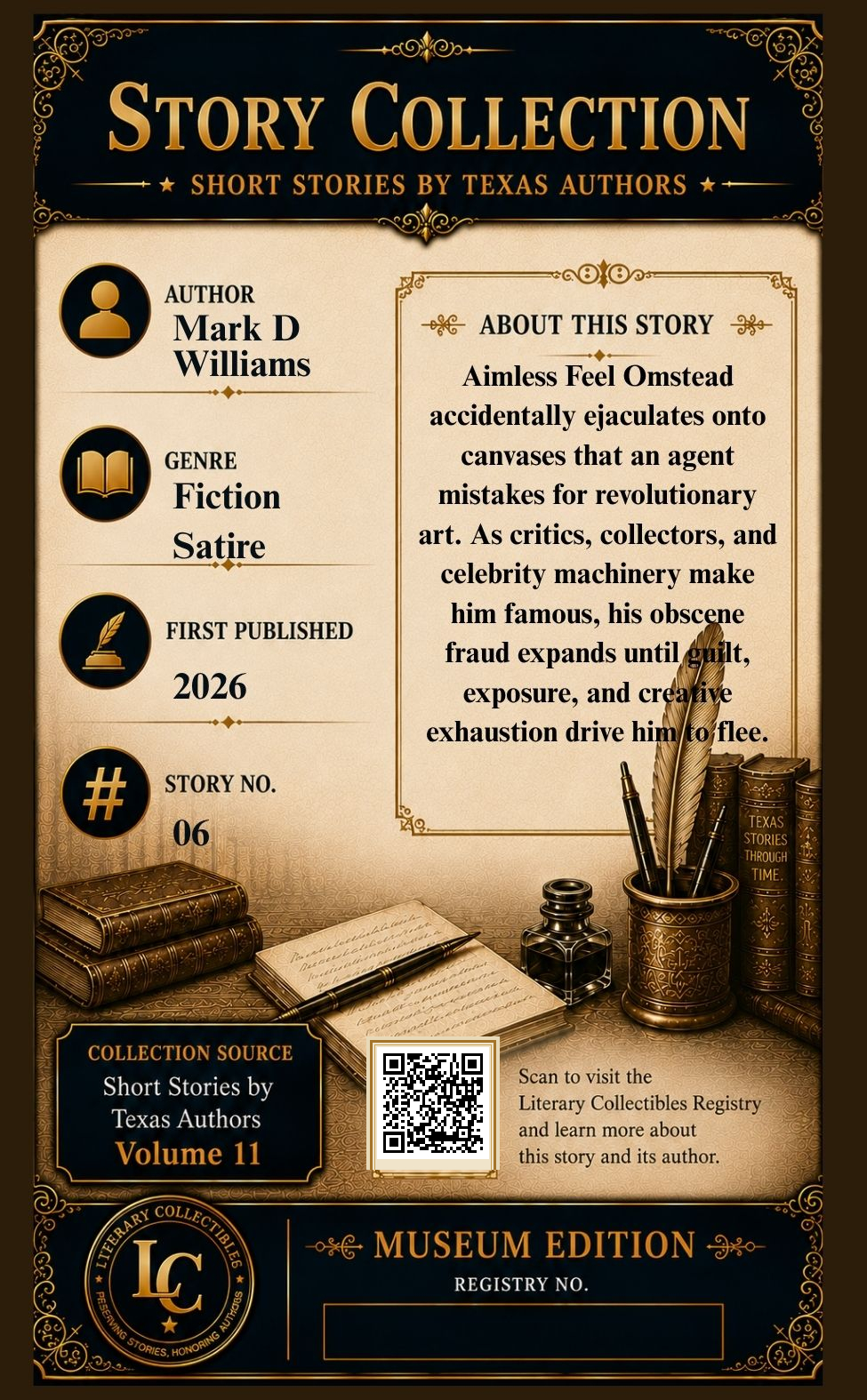 Back of the SPLATTER story collectible