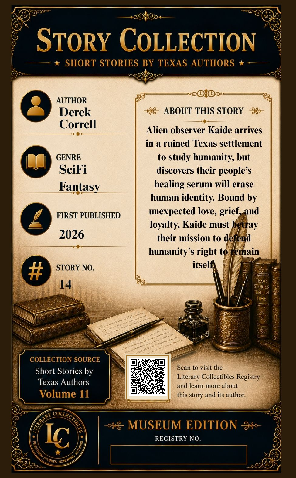 Back of the The Silence Between Stars story collectible
